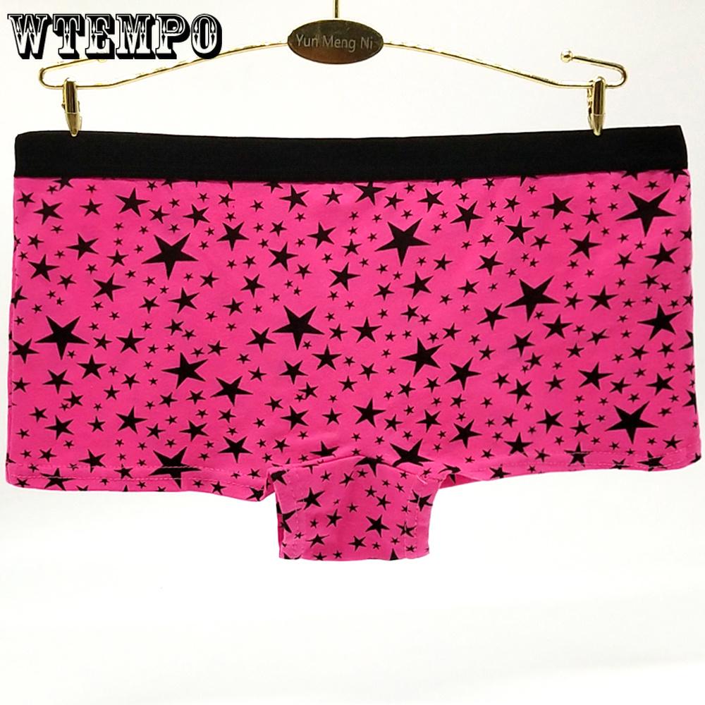 6 pcs/lot Woman Underwear Cotton Boxers Shorts Panties Star Boyshorts Knickers for Women