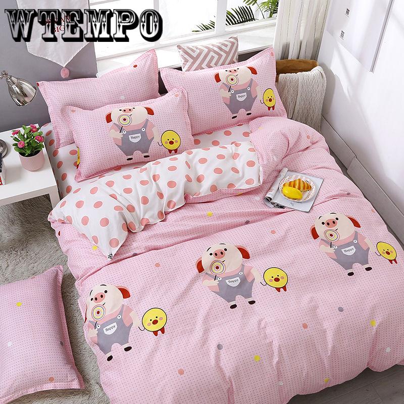 4pcs Bedding Household Items Set Four Sets of Comfortable Cotton Printed Twin/queen Size Quilt Cover