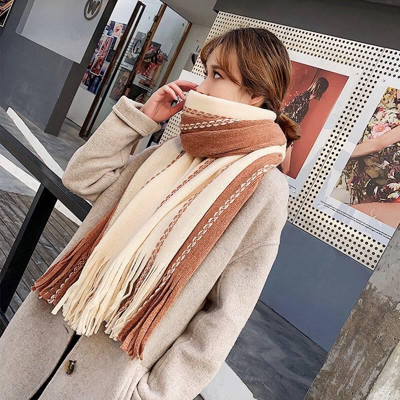 Scarf Women Autumn Winter Female Wool Plaid Svarves Ladies Cashmere Scarves Long Shawl Wrap Blanket