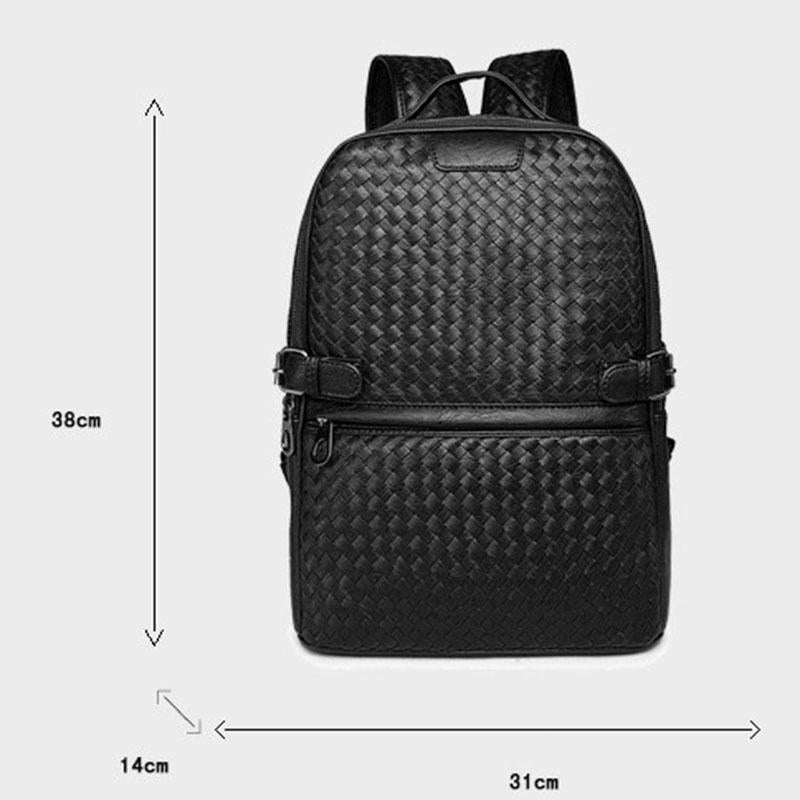 College Backpack Men Black Large-capacity Waterproof Leather Woven Outdoor Sports Travel Luggage Bag