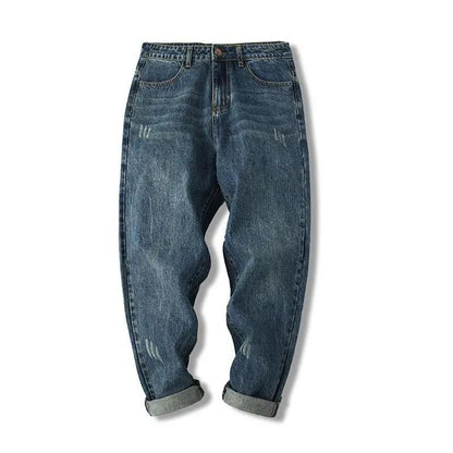 Jeans Men's American Retro Casual Straight-leg Pants Loose Wide-leg Cropped Trousers