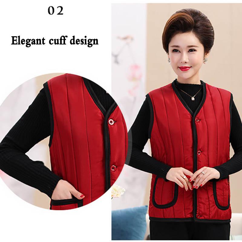 Mother's Vest Ladies Plus Velvet Middle-aged and Elderly Warm Jacket Autumn and Winter Wear Outer Wear Thicker