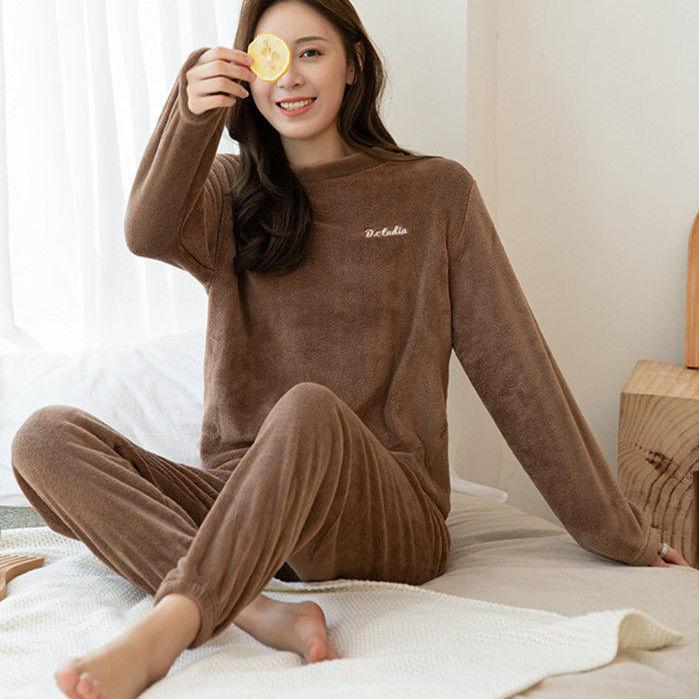 Autumn and Winter Plus Velvet Thickening Home Casual Pajamas Fairy Warm Pants Suit Female Flannel Fleece Outer Wear Suit