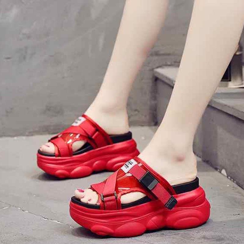 Platform Wedges Shoes Women Slippers Luxury Open Peep Toes Summer Shoes  transparent  Slippers Women Slides Wedge Sandals