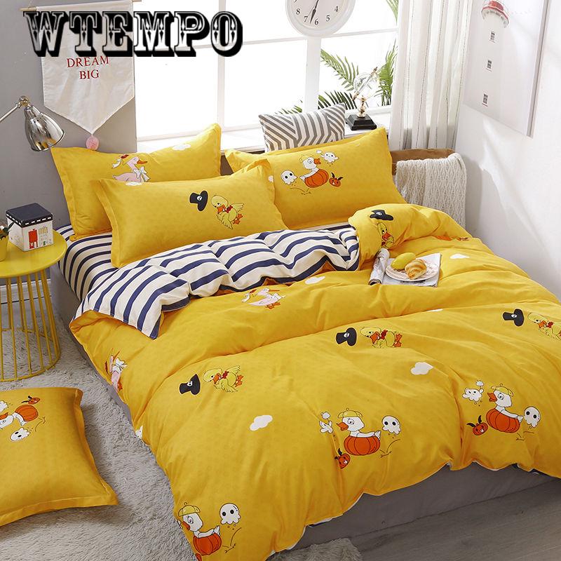 4pcs Bedding Household Items Set Four Sets of Comfortable Cotton Printed Twin/queen Size Quilt Cover