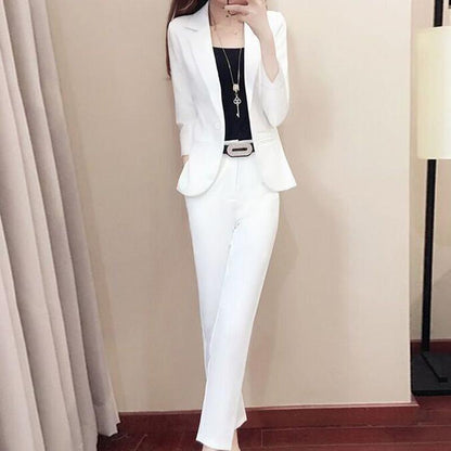 Suit Suit Female Spring and Autumn Temperament British Style Two-piece Suit Jacket + Suit Pants Casual Work Clothes Professional Suit Two-piece Suit