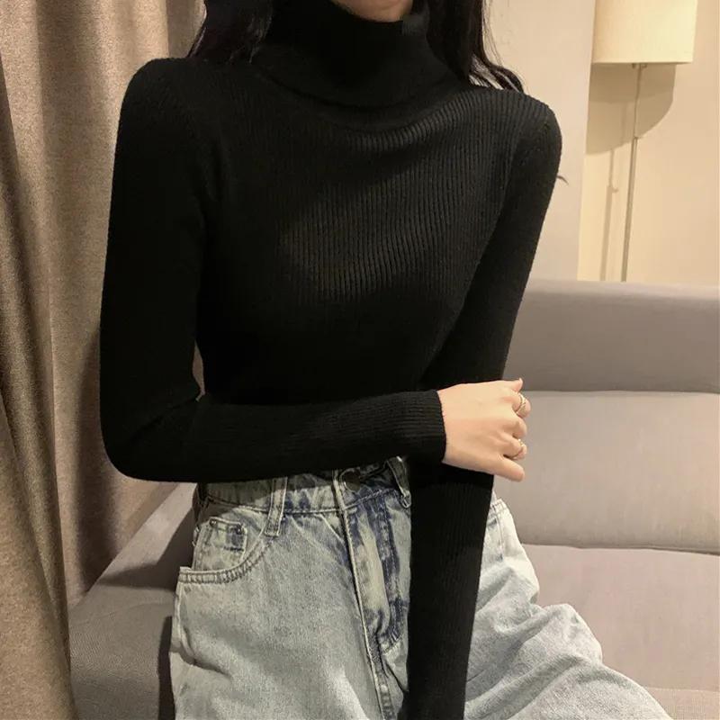 Winter Turtleneck Sweater Women Solid Long Sleeve Slim High Neck Sweaters Fashion Korean Autumn Pullover Sweater Knitted Jumper Basic Tops Clothes