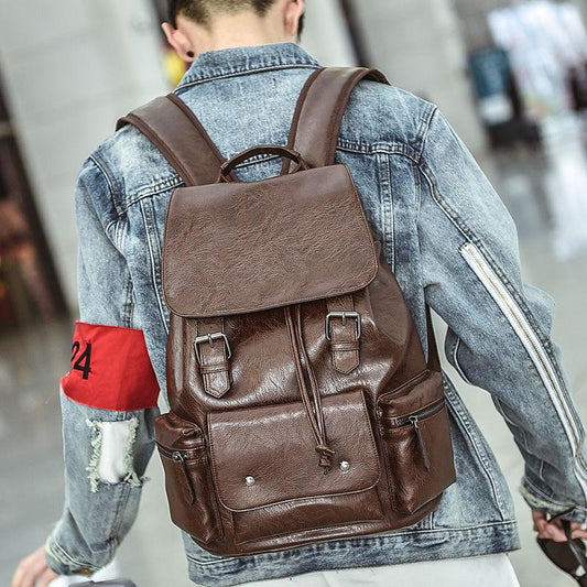 Backpack Laptop Head-layer Cowhide Minimalist Double Shoulder Bags Men Women Handmade Leather Bag