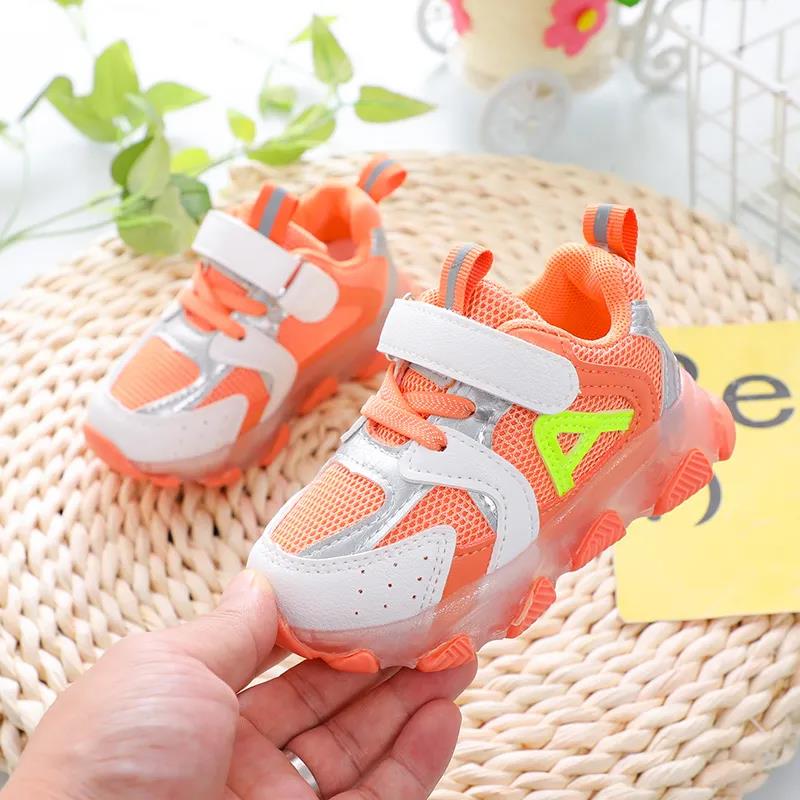 Kids Toddler Shoes Led Glowing Sneakers with Light Children Running Shoes Hook Loop Fashion Luminous Sport Shoes for Girls Boys