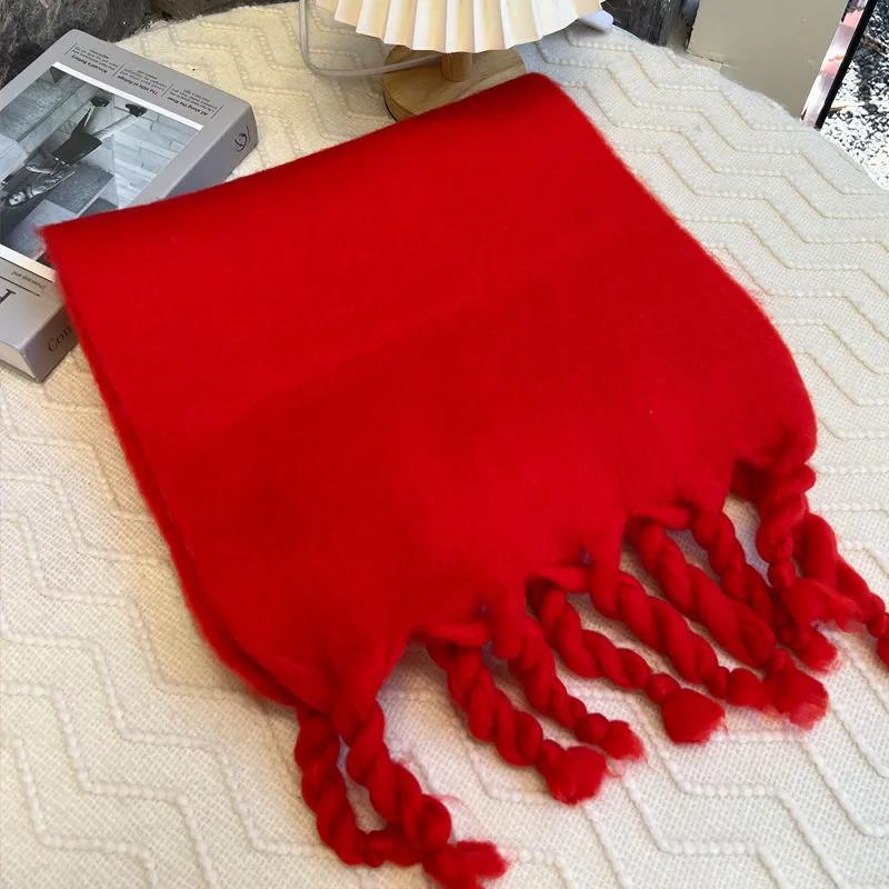 Winter Women's Scarf Macaron Imitation Mohair Scarf To Increase Thickening Warm Scarf