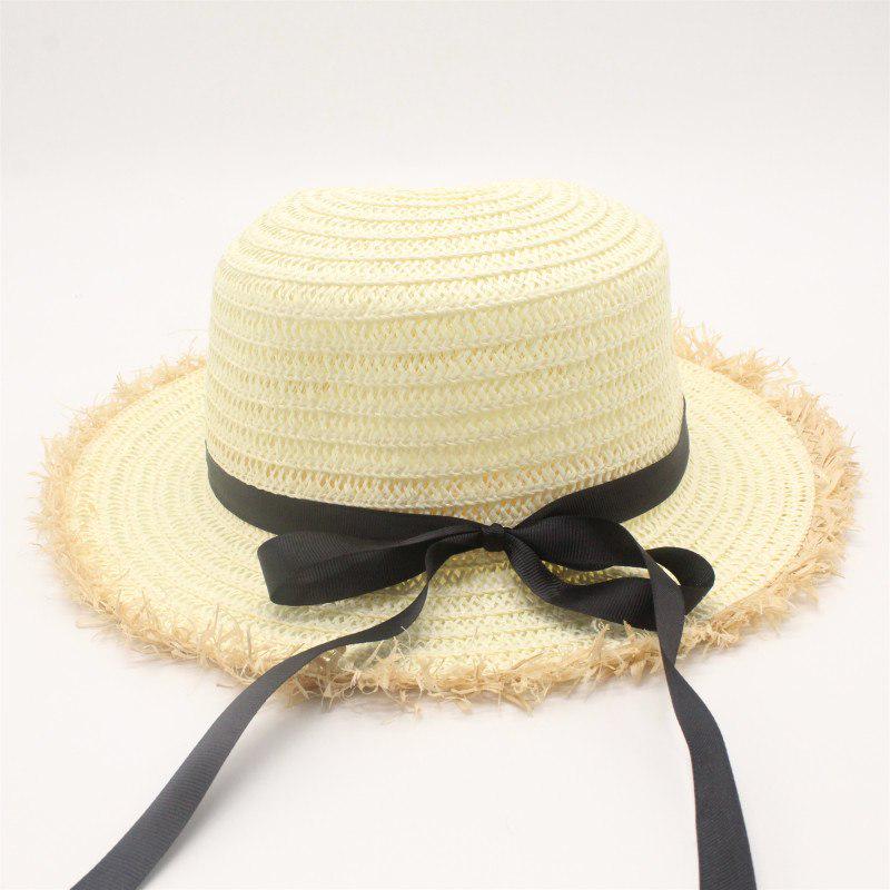 Flat Top Raffia Wide Brim Straw Hats Summer Sun Hats for Women with Leisure Beach Hats Lady