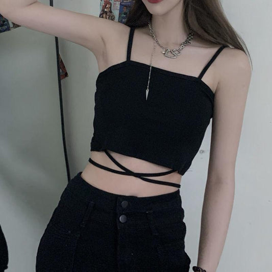 Women Cross Strap Tank Crop Tank Tops Summer Underwear Bras Off Shoulder Bralette Solid Black