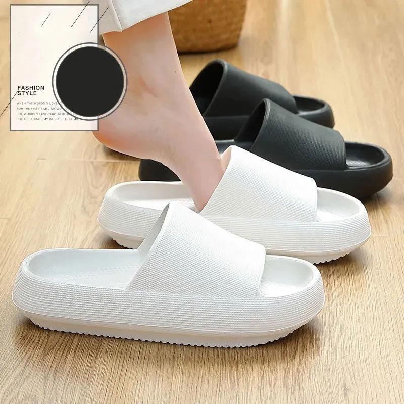 Step on Shit Thick Bottom Sandals and Slippers Couples Deodorant Soft Bottom Slippers Men's Summer Home Beach Shoes Ladies Non-slip Bath Flip-flops