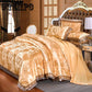 Luxury Silk Jacquard Bedding Set King Queen Size Bed Spread Duvet Cover Flat Sheet Set Pillow