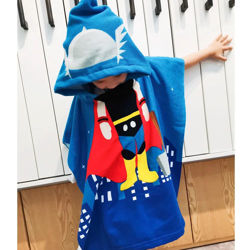 Beach Poncho Child Gym Sports Unicorn Shark Hooded Bathrobe Kids Children Swimming Towel Quick Dry Microfiber Bath Surf Towels