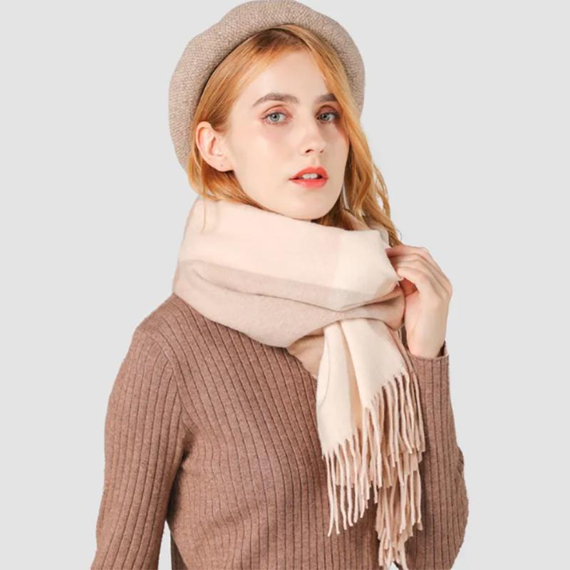 Wool Scarf Women Winter Style Korean Wild Plaid Shawl Cute Cashmere Womens Bib