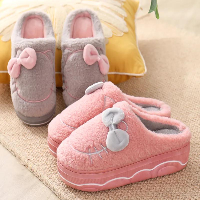 Autumn and Winter Pure Cotton Slippers Indoor Non-slip Soft-soled Shoes Warm Simple Plush Cotton Shoes