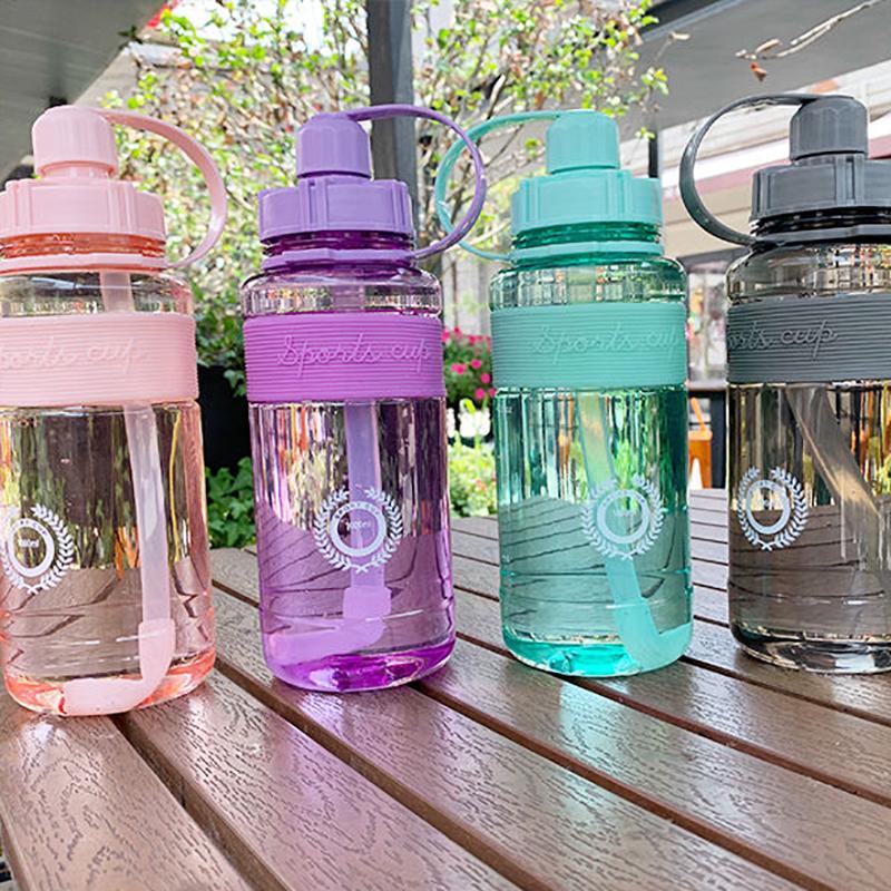 Large-capacity Plastic Cup Korean Version Dual-use Adult Straw Cup Strap Student Cup Sports Outdoor Fall Trend Cup