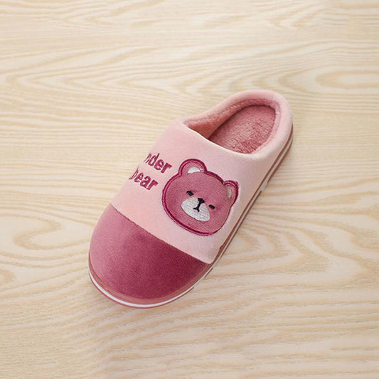 Winter Slippers Women Pink Plus Size Cotton Shoes Home Non Slip Slides Thick Fleece Warm Winter Men Slippers Black Blue