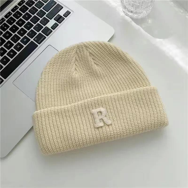 Korean Letter Woolen Hat Winter Warm Knitted Hat All-match Women's Casual Warm Hat