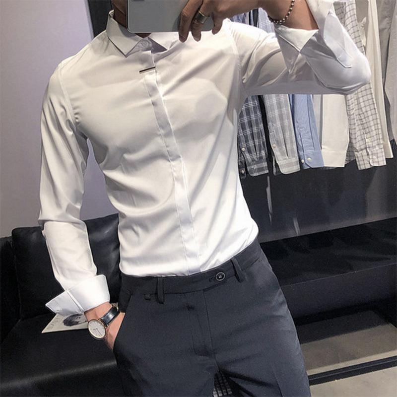 Men's Autumn and Summer Long-sleeved Thin Shirt Loose Trendy Casual Bottoming Top Business Slim Non-iron Men's Shirt