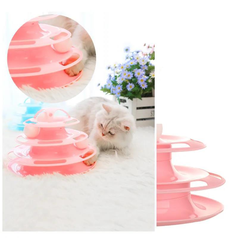 Pet Cat Toy Funny Cat Turntable Cat Supplies Pet Training Amusement Plate Interactive Toys Cat Turntable Intellectual Track Tower Funny Toy