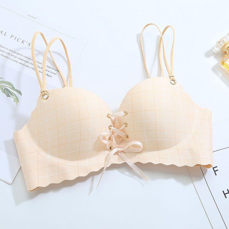 Non-marking Underwear Female Bra Student Girl High School Gathered Small Bra Bra Thin No Steel Ring Thick Cute Sexy Lightweight Breathable