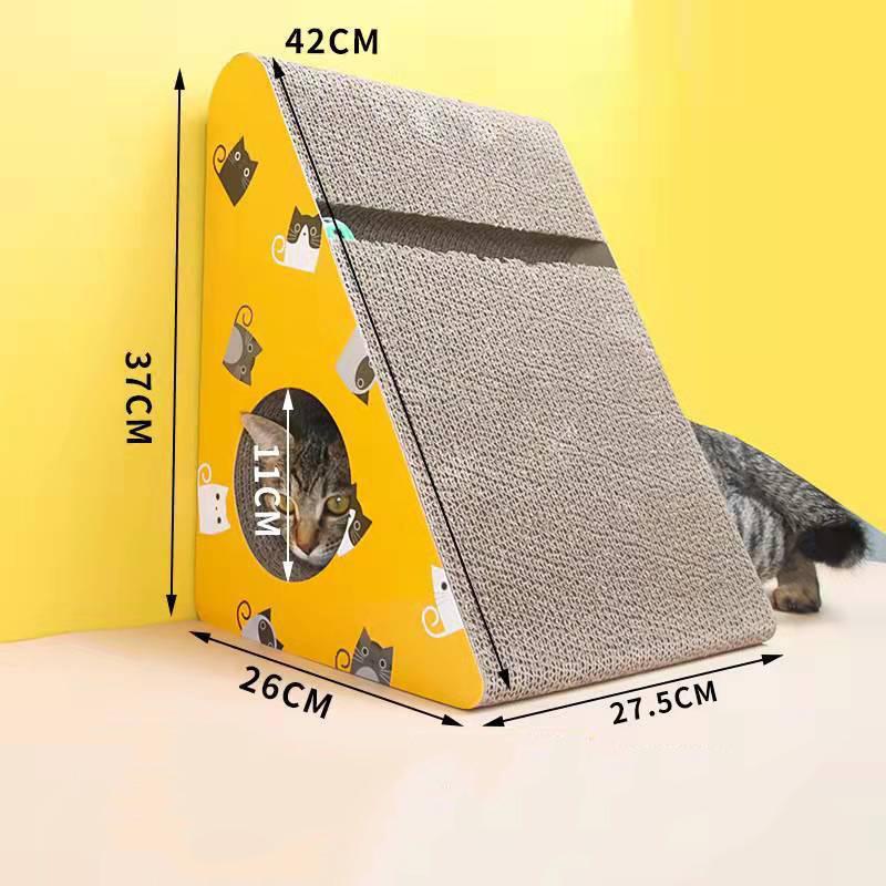 3 in 1 Vertical Cat Corrugated Scratching Board Cat House Cat Toy Triangle Against The Wall with Bell Ball Claw Sharpener Cat Scratch Mat