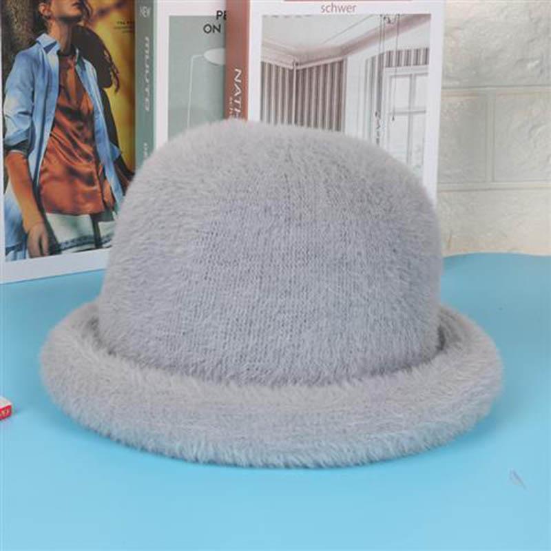 Women's Autumn and Winter Round Face All-match Curling Small Round Hat Small Top Hat Female Imitation Mink Fur Hat