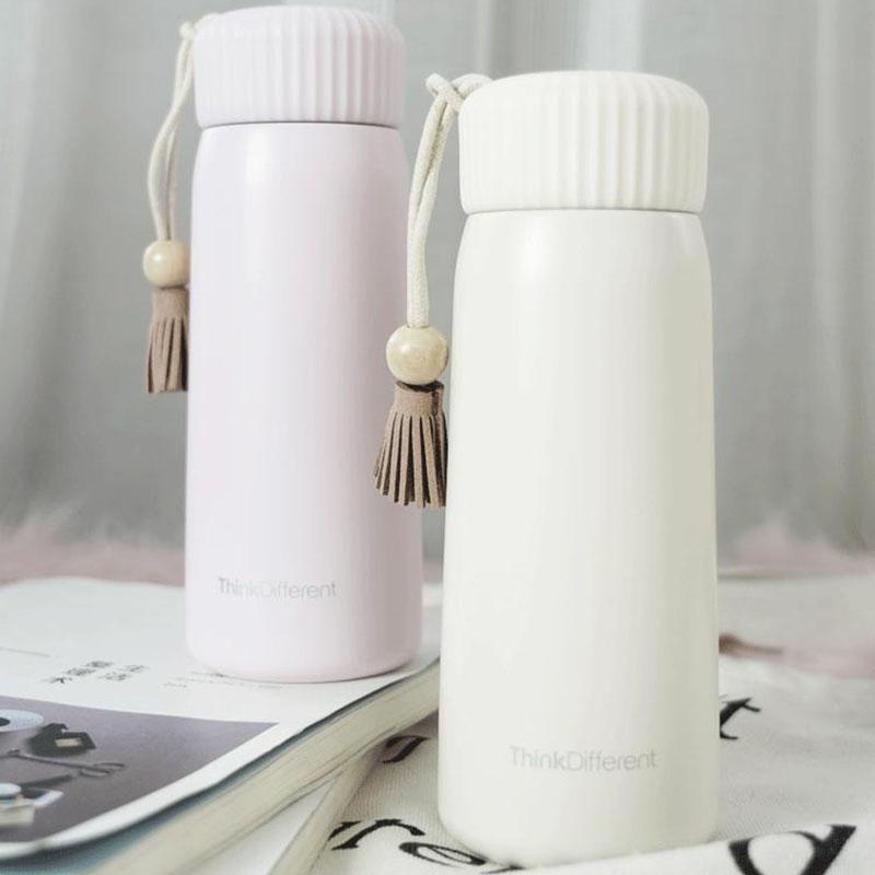 Japanese Vacuum Flask Ladies Cute Simple Children Tassel Portable Water Cup 400ml Vacuum Flask