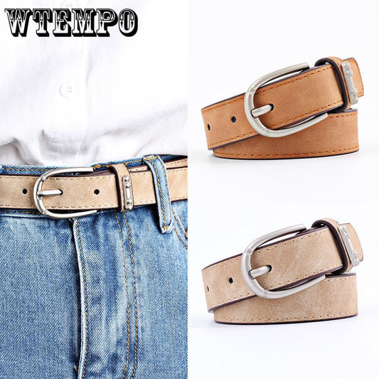 Fashion Concise Accessories Ring Belt Women Pu Leather Pin Buckle Flat Belt