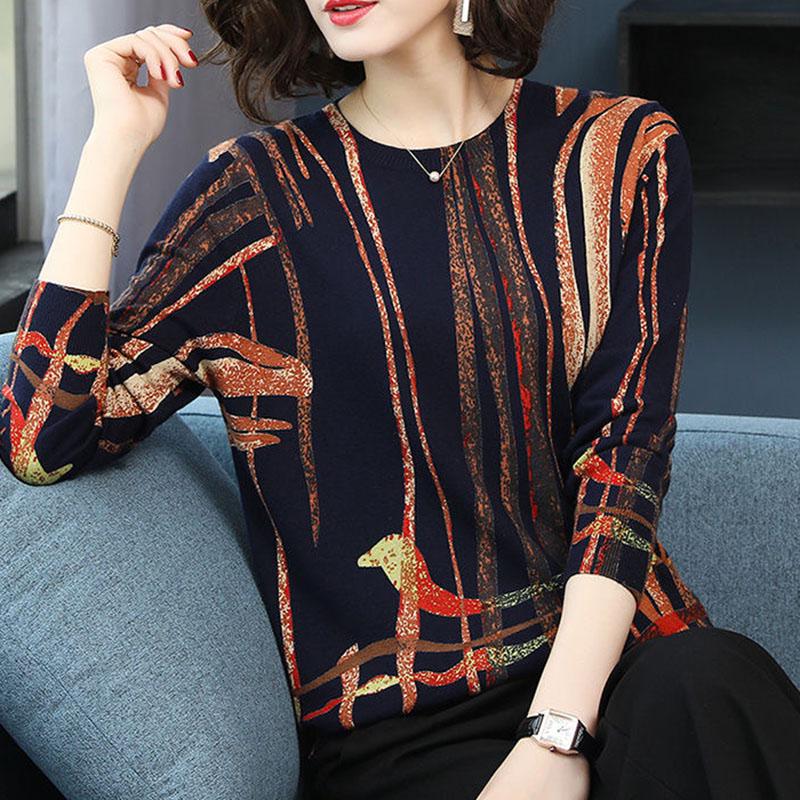 Spring Autumn Winter Women  Plus Size Striped Wool Sweater OL Style Slim Thickening Warm Bottoming  Knitted Sweater