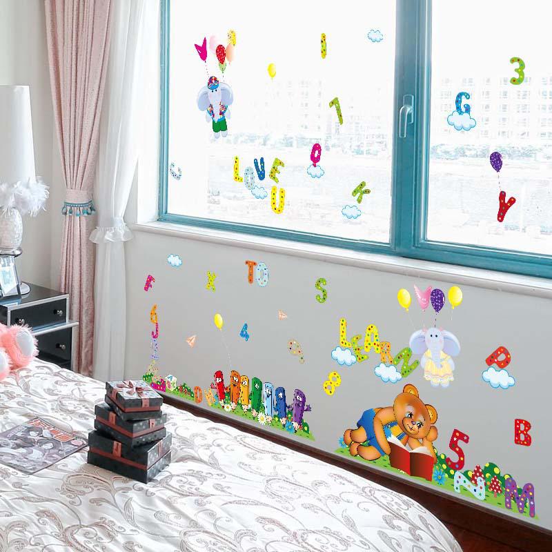 Cartoon English alphabet children's room decoration stickers removable waterproof wall stickers