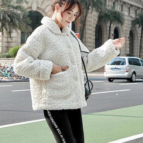 Winter All-match Lamb Wool Women's Coat Women's Fur All-in-one Short Grain Velvet Coat