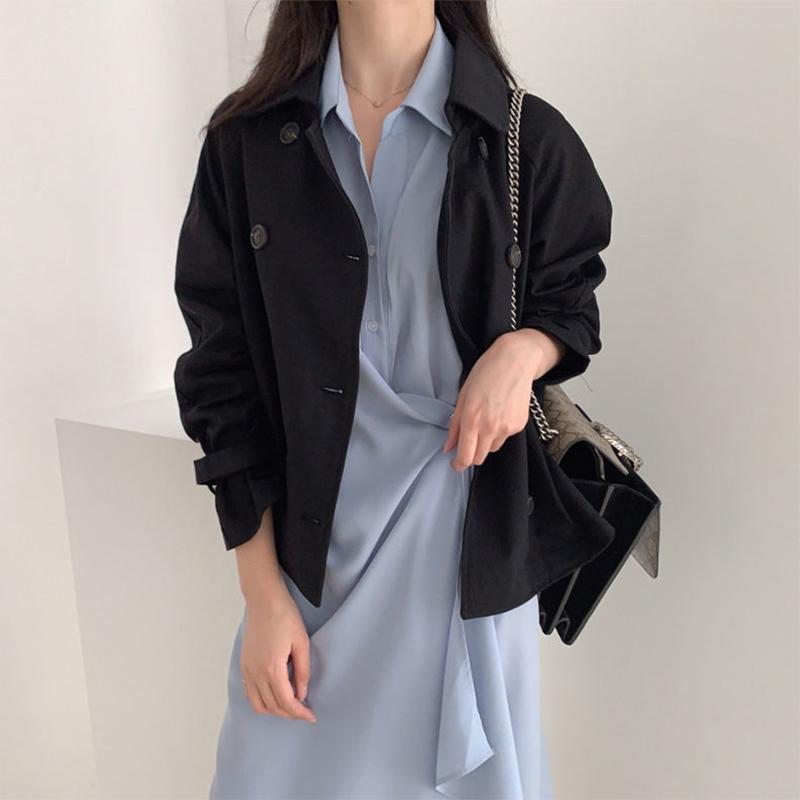 Irregular Design Shirt Dress Female Spring and Autumn Mid-length Temperament Waist Slim Slimming Dress