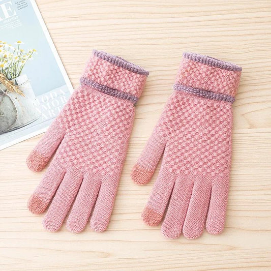 Women's Autumn Winter Imitation Cashmere Knitted Gloves Touch Screen Warm Cold Proof Korean Style Simple Mittens Solid Knitting Gloves Full Fingers