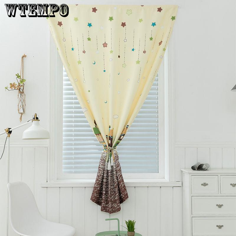 WTEMPO Bedroom Free Punching Curtain Finished Simple Modern Simple Velcro Paste Curtain Fabric