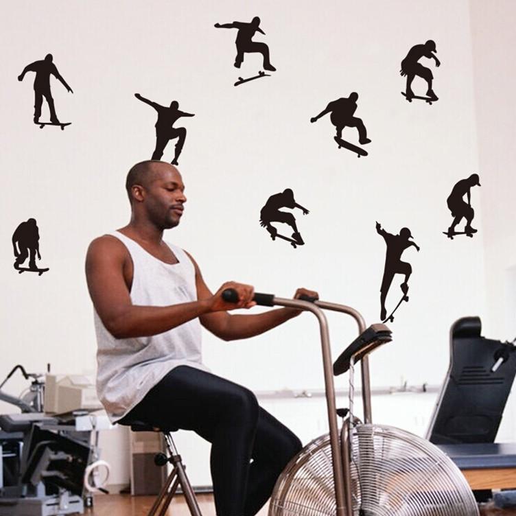 Fashion modern wall sticker Sports room decoration stickers skateboarders murals