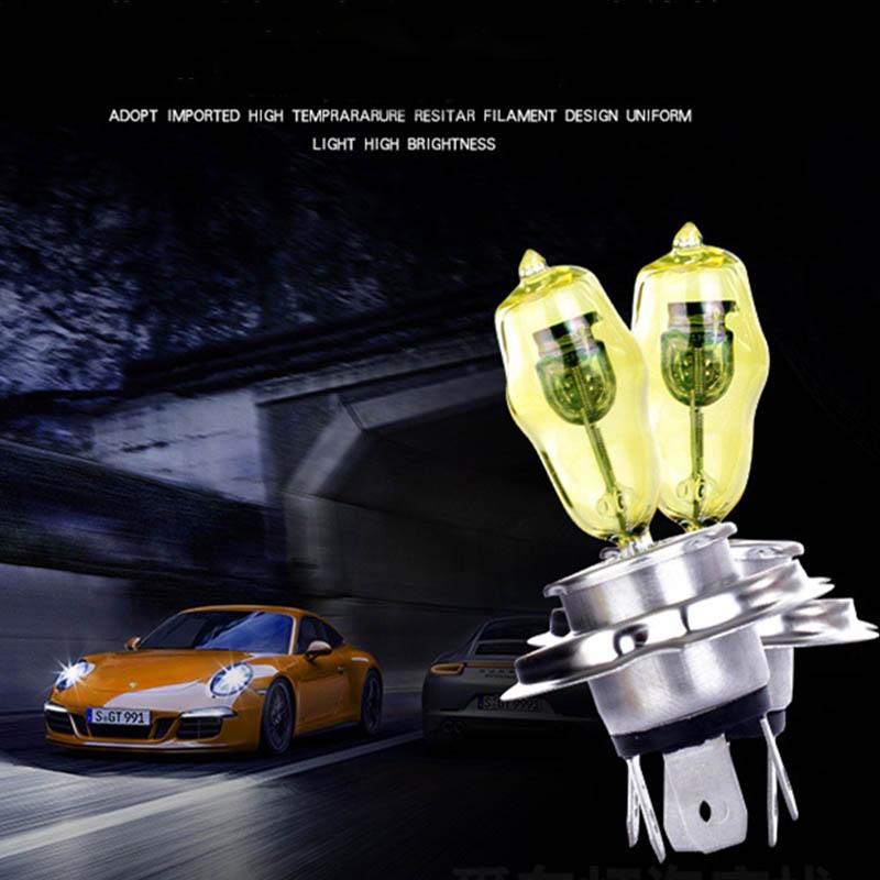 2pcs Super Bright Gold Light Car Headlights H1 H3 H7 Spotlight Xenon Lamp H4 High Beam Low Beam Light Strong Light H8 H11 100W Halogen Bulb