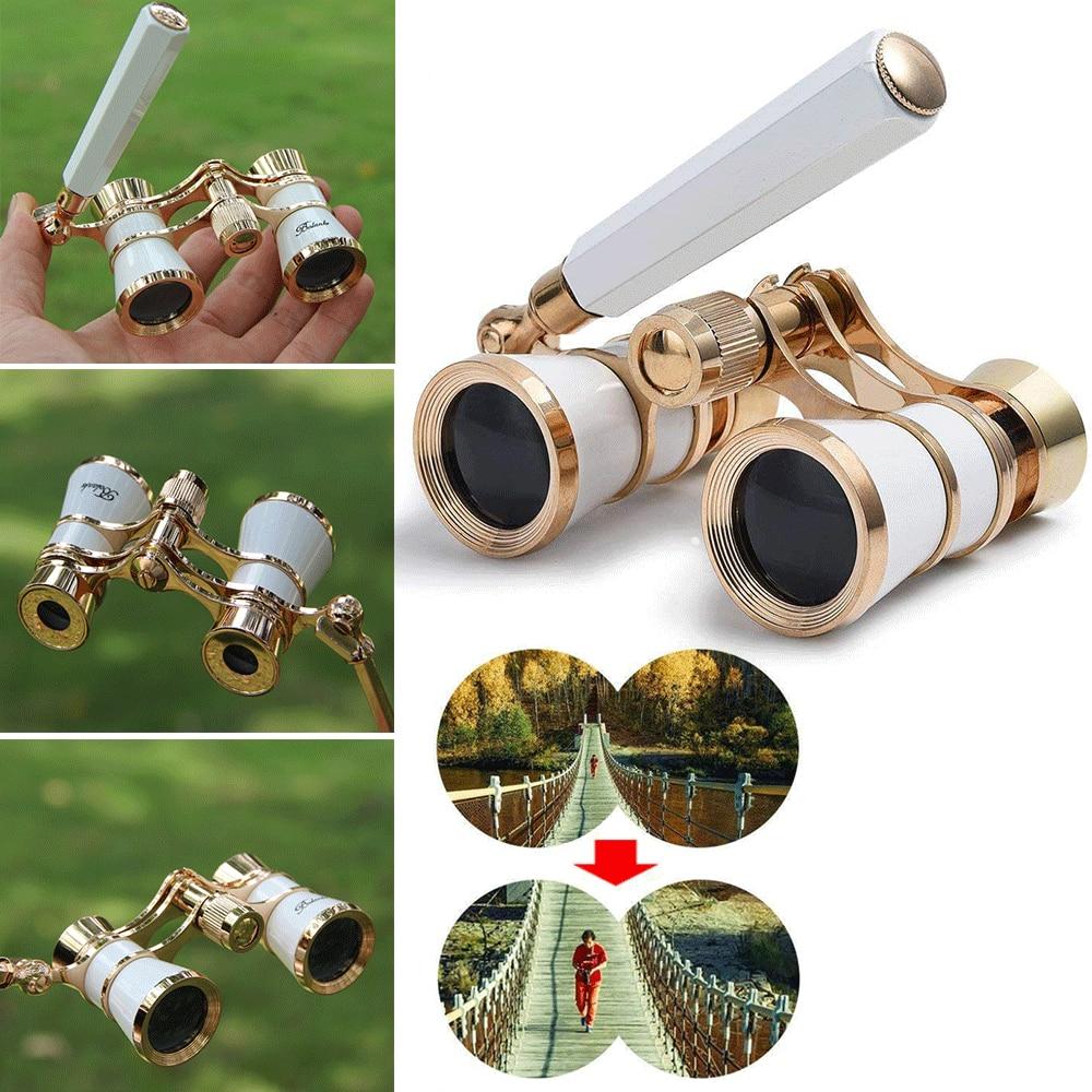 Horse Racing Opera Theater 3X25 Glasses Binocular Telescope with Handle/Accessory Kit Women Elegant Fashion Telescope