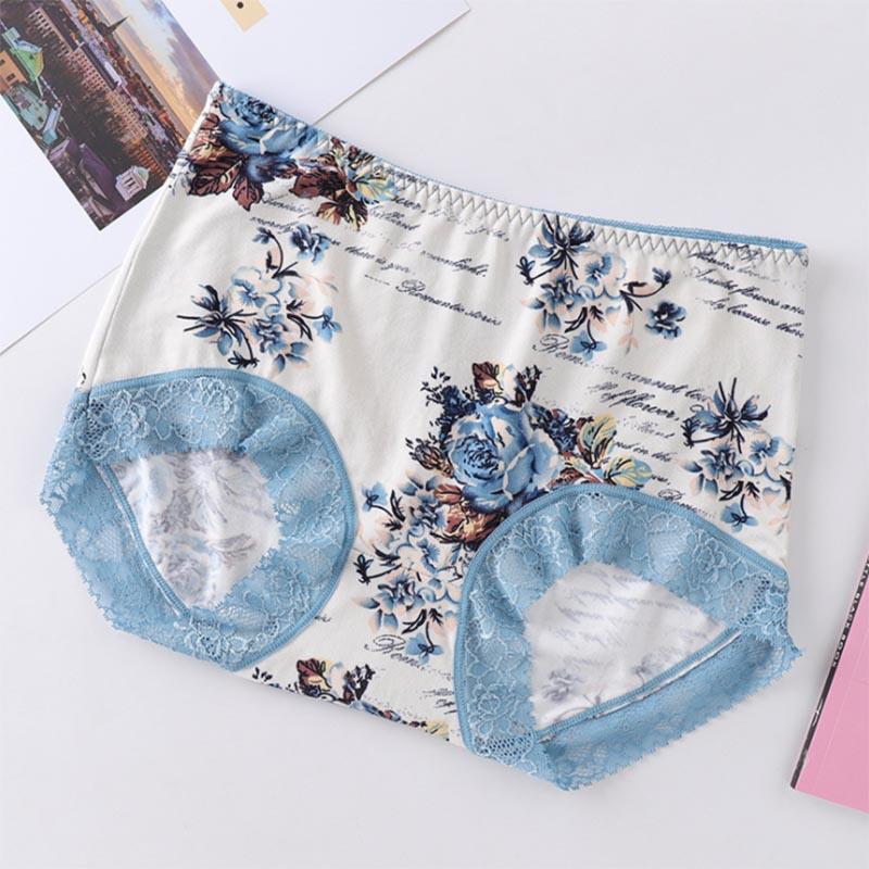 4pcs Ladies Lace Plus Size Panties Seamless Antibacterial Pure Cotton Women's Panties Sexy Printed Boxer Briefs