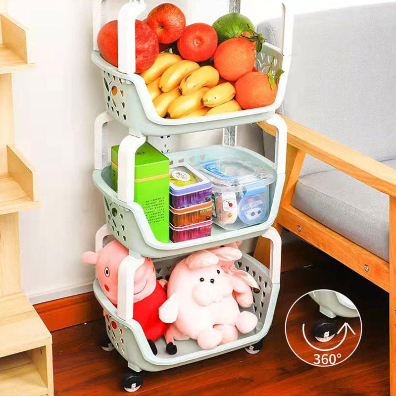 4-layer Cabinet Storage Shelf Floor Shelf Storage Rack Multifunctional Vegetable Fruit Storage Basket Snack Toy Holder Household Kitchen Organizers