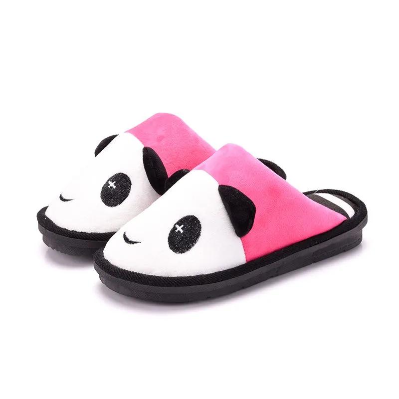 Winter Slippers Women Plus Size Men Home Cotton Thick Fleece Thick Warm Non Slip Slippers Pink Black