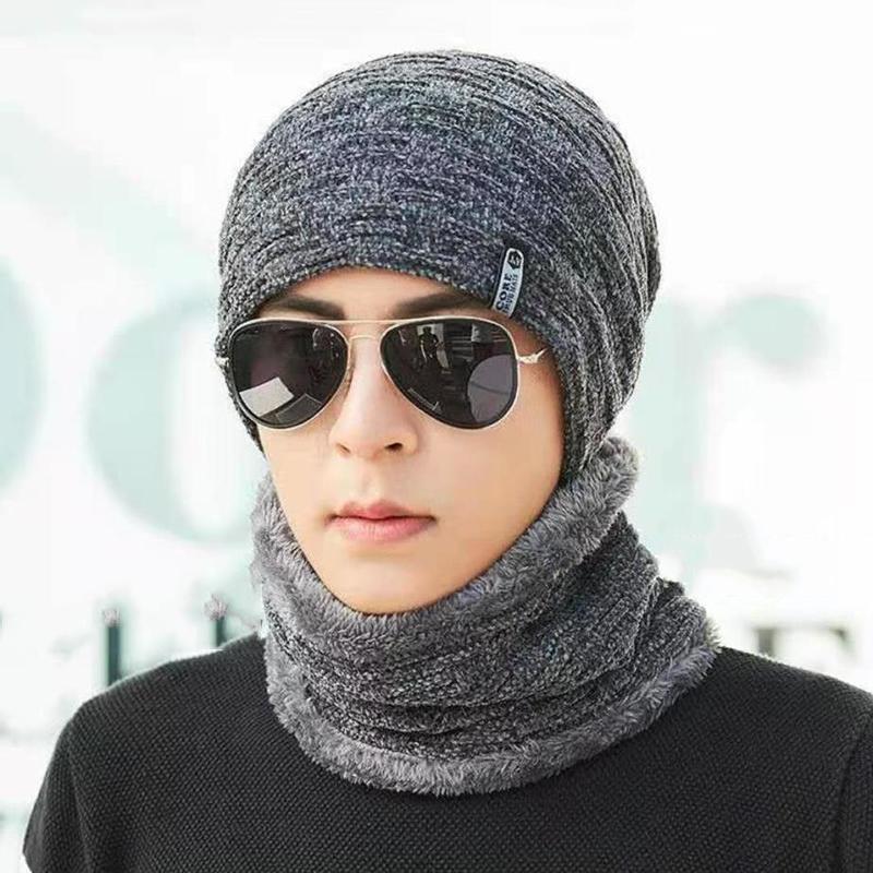 Hat Men's Winter Warm Hat Cold-proof Riding Cotton Hat Bib Earmuffs Hat Plus Velvet Thick Woolen Hat Young and Middle-aged