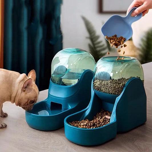 3.7L High capacity Non-slip Cat Bowls Unplugged Pet Food Dispenser Water Feeder Bowls Dogs Feeders Double Bowls Drinking Feeding Bowls