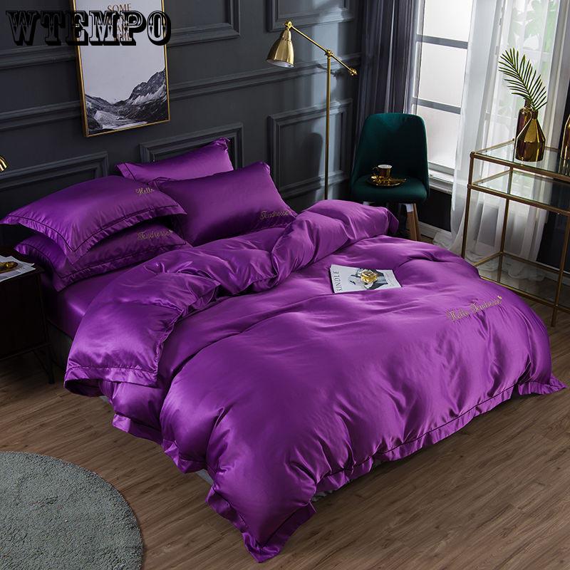 Bedding Sets Quilt Cover Duvet Cover Luxury 4pcs Home Furnishing Ice Silk Luruxy Bedclothes