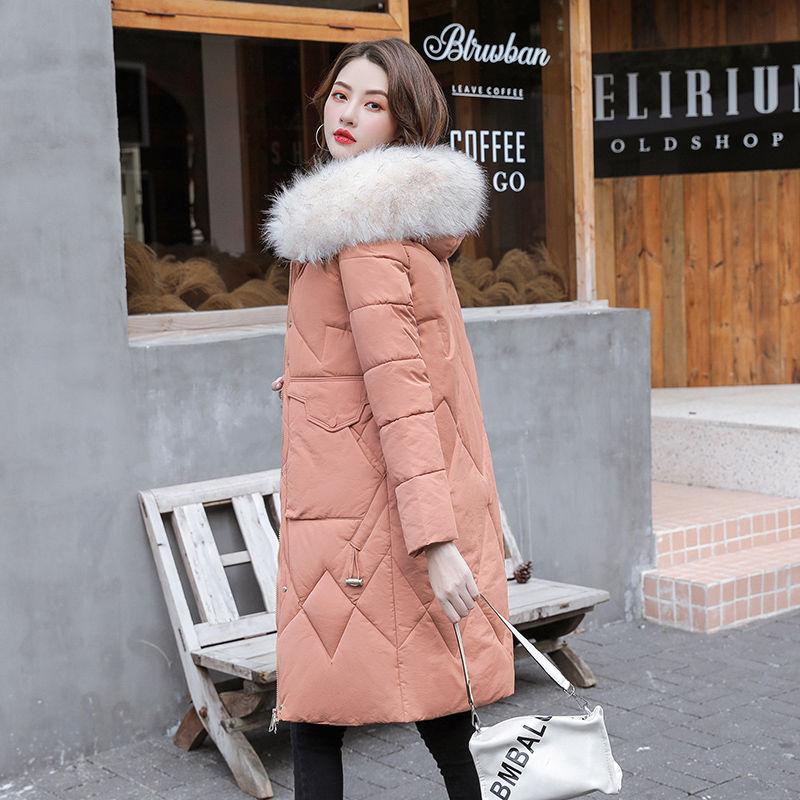 Winter Fur Collar Women's Cotton-padded Jacket Mid-length Slim-fit Padded Jacket Thickened Fashion Slim Coat