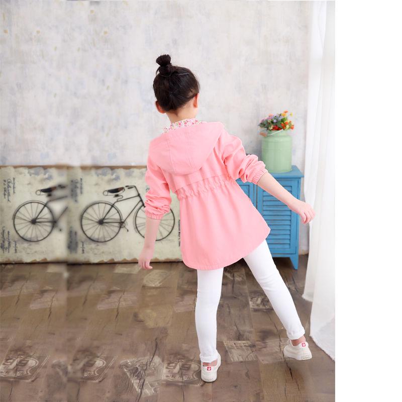 Outerwear Autumn Winter Fashion Baby Girls Cartoon Flower Embroidery Hooded Kid's Coat Jacket