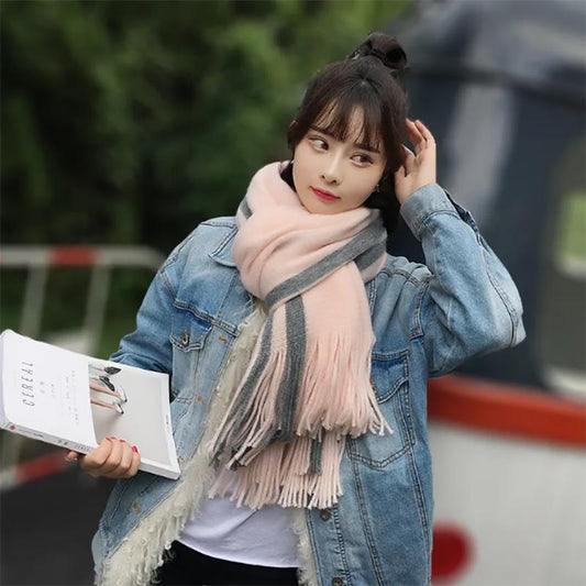 Winter Scarves Women Korean Version Wild Long Thick Warmth Ladies Cute Woolen Scarf