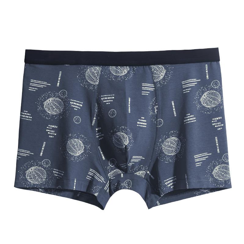 4Pcs/Set Men's Solid Color Printing Boxer Seamless Large Size Cotton Underpants Men's Soft Comfortable Boxer Pants